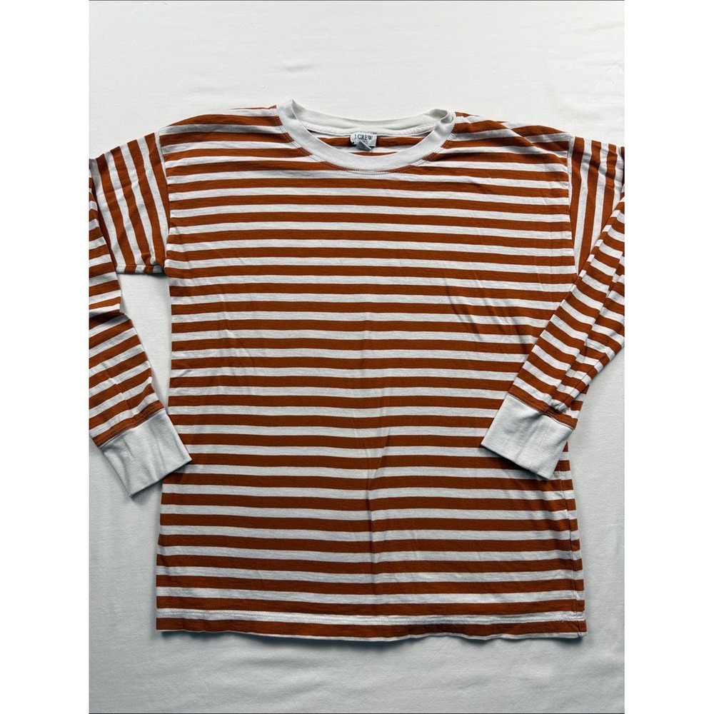 J.Crew Striped Long Sleeve Tee Womens XS Brown Casual Classic Prep